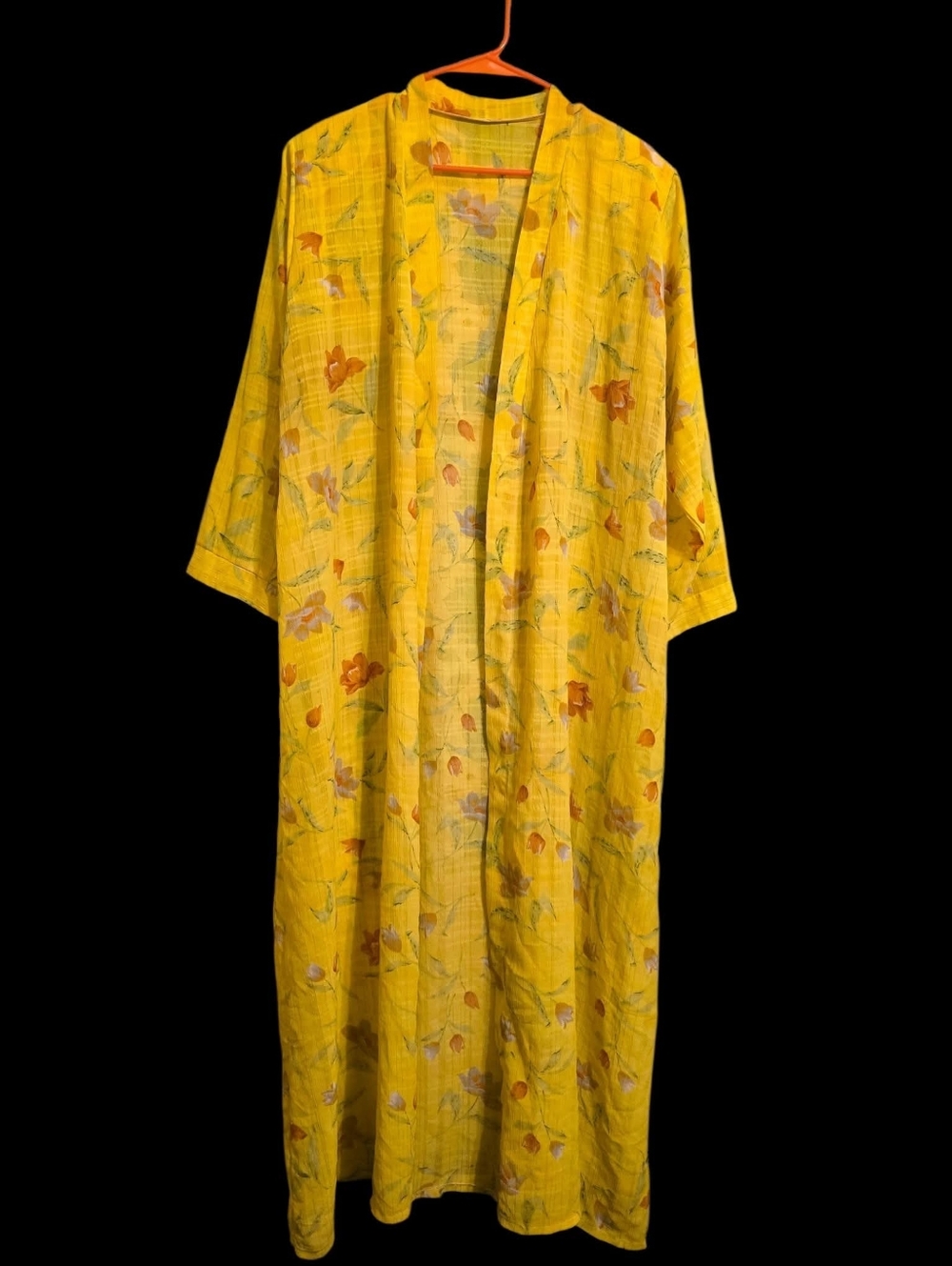 Vintage | 90s Yellow Floral Sheer Duster